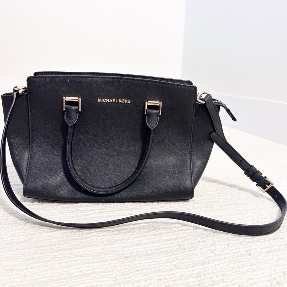 MICHAEL KORS Selma Women’s Black Satchel Crossbody Saffiano Leather Elegant - Picture 13 of 13